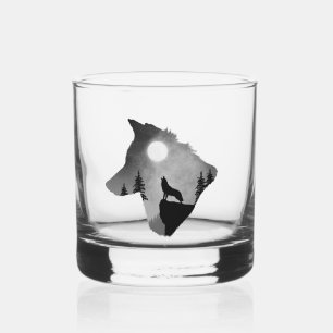 Verre À Whisky Wolf Howling at the Moon Silhouette Personnalisé
