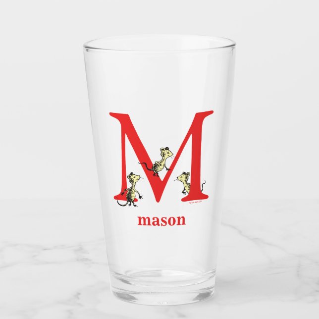 Verre ABC du Dr Seuss : Lettre M - Rouge | Ajouter Votre (Devant)