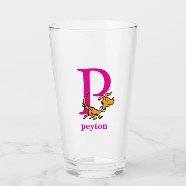 Verre ABC du Dr Seuss : Lettre P - Rose | Ajouter Votre  (Devant)