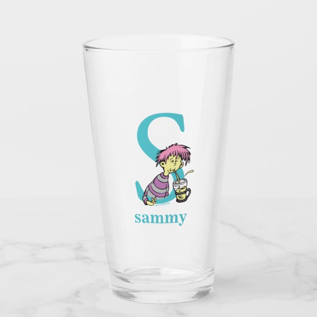 Verre ABC du Dr Seuss : Lettre S - Bleu | Ajouter Votre  (Devant)