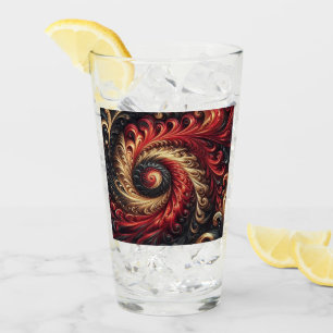 Verre Abstrait Moderne Rouges, Noir et Or