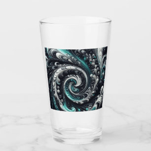Verre Abstrait Moderne Tourbillonnant Vert, Argent et No