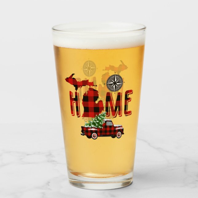 Verre Accueil au Michigan | Camion Buffalo Plaid | Compa (Devant (rempli))