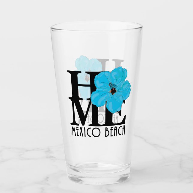 Verre ACCUEIL Mexique Plage Floride Hibiscus bleu (Devant)
