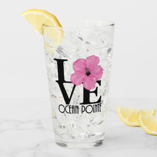 Verre ACCUEIL Océan Pointe Hawaii Hibiscus rose