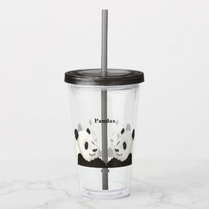 Verre acrylique avec pandas