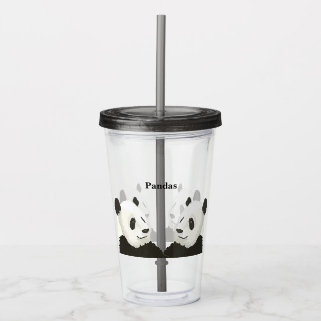 Verre acrylique avec pandas (Devant)