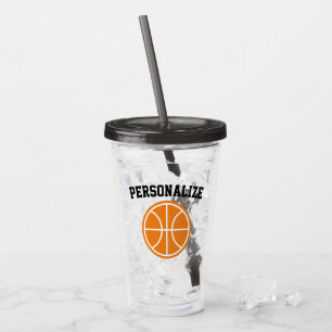 Verre acrylique de culbuteur de basket-ball nommé