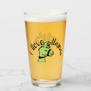 Verre Adorables Llama Love I Love Llamas Green