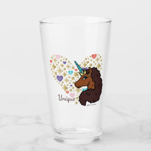 Verre Afro Unicorn Design cardiaque unique