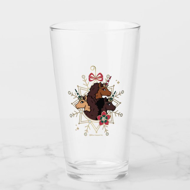 Verre Afro Unicorn Festive Vacances Magique (Devant)