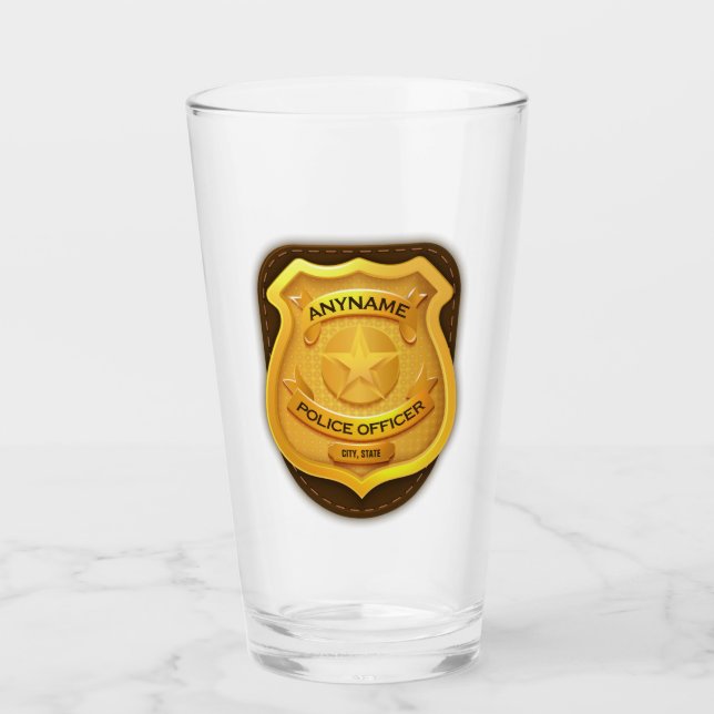 Verre Agent de police personnalisé Sheriff Cop NAME Badg (Devant)