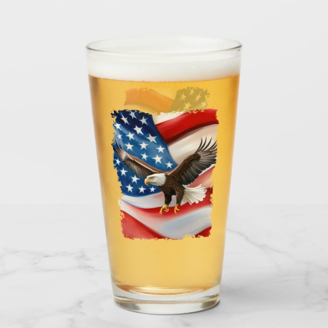 Verre Aigle royal & Drapeau américain 4 juillet (Devant (rempli))