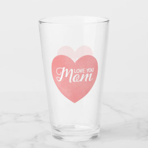 Verre Aimez-vous maman texte, le coeur rose du jour de l