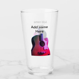 Verre Ajouter votre nom texte brun acoustique guitare éd