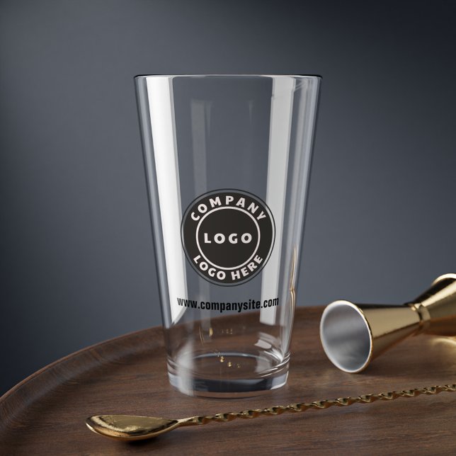 Verre Ajouter votre site Web d'entreprise et votre logo  (Business Logo Company Staff Employee Event Drinking Glass)