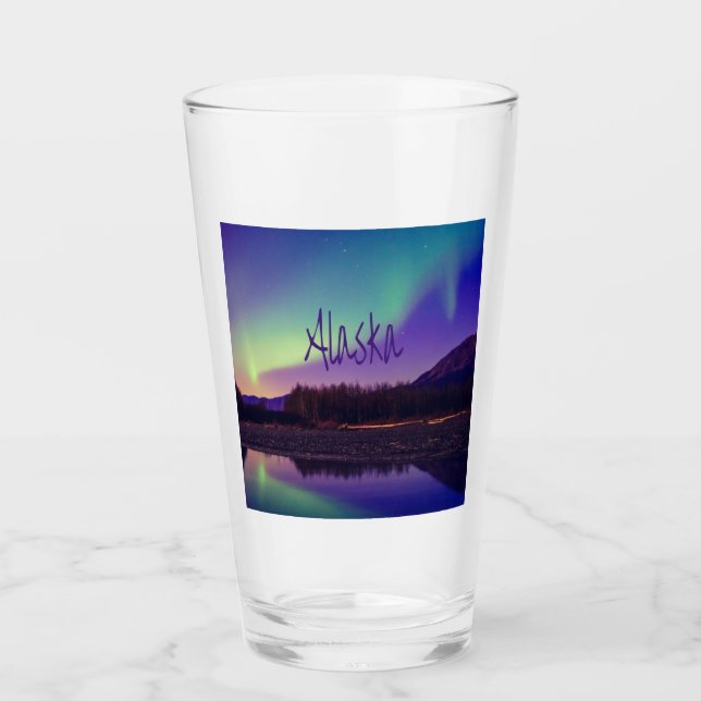 Verre Alaska Northern Lights Mountains Lake (Devant)
