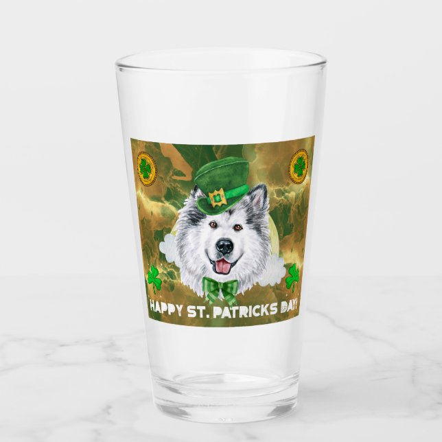 Verre Alaskan Malamute Gold Joyeux St. Patricks Day (Devant)