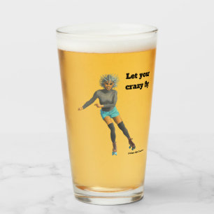Verre Alien Femme Roller Skater Imaginaire Art Glass Cup
