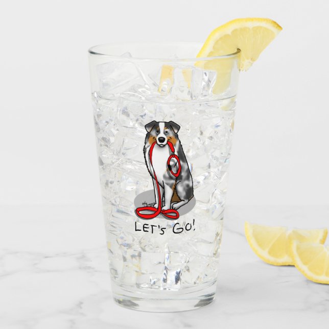 Verre Allons-y ! Berger australien (bleu merle tan/w 1) (Dos glace)