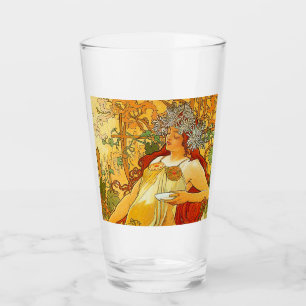 Verre Alphonse Mucha Art Nouveau Automne