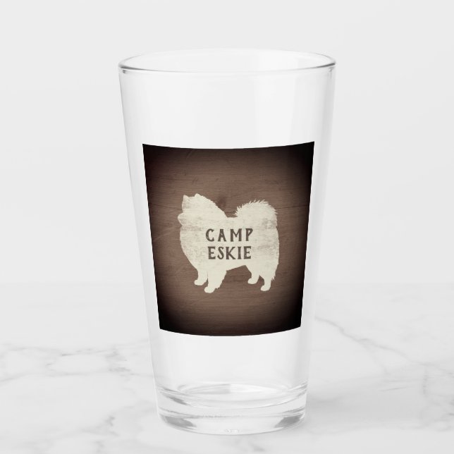 Verre American Eskimo Chien Silhouette Rustique Personna (Devant)