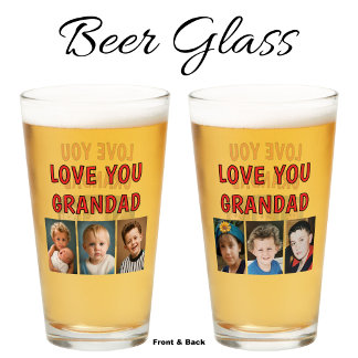 Verre Amour à Grand-papa 6 photos bière rouge