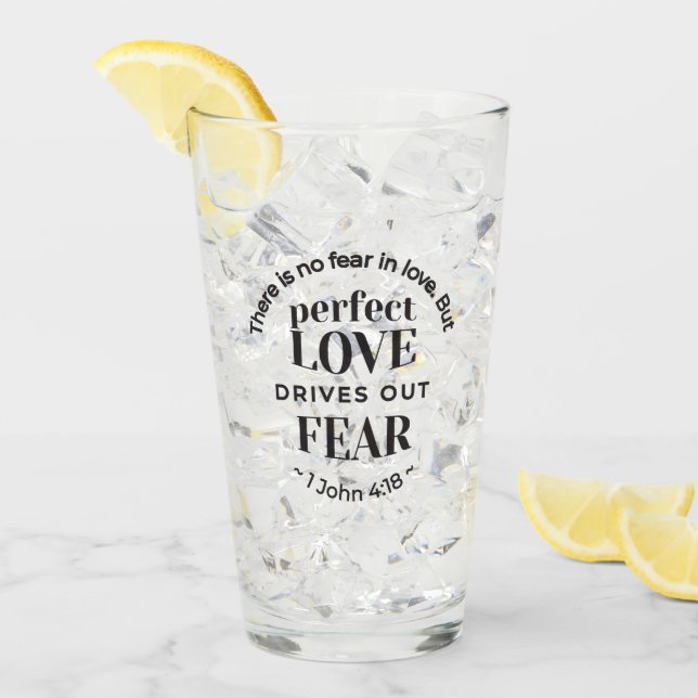 Verre Amour Éternel - 1 Jean 4:18 Citation Écriture Art (Devant glace)