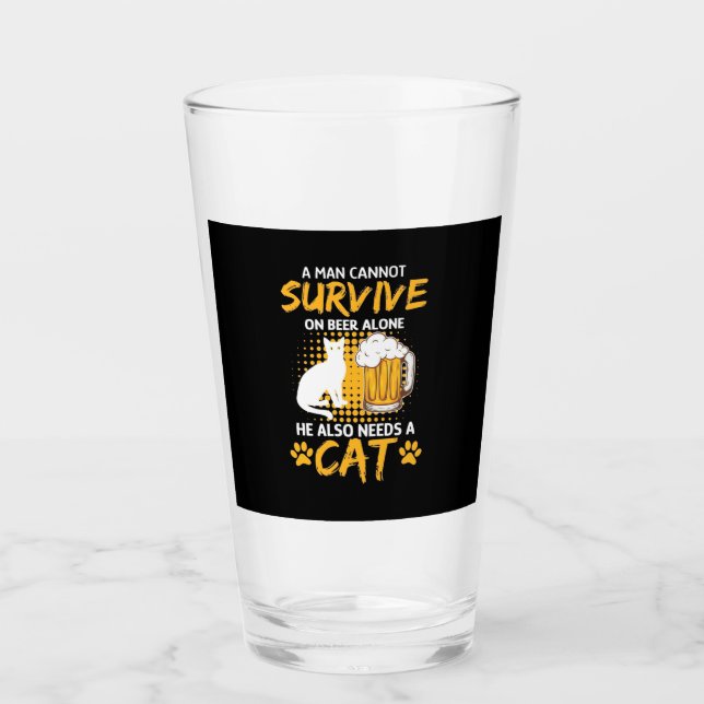 Verre Amoureux des chats Un Homme Avec Bière Et Chat (Devant)