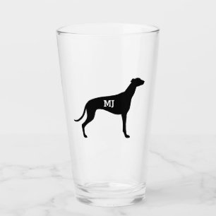 Verre Amoureux des chiens personnalisé Greyhound Silhoue