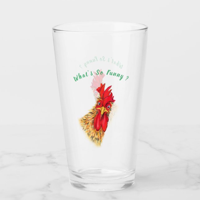 Verre amusant avec coq surpris - Texte personnalis (Devant)