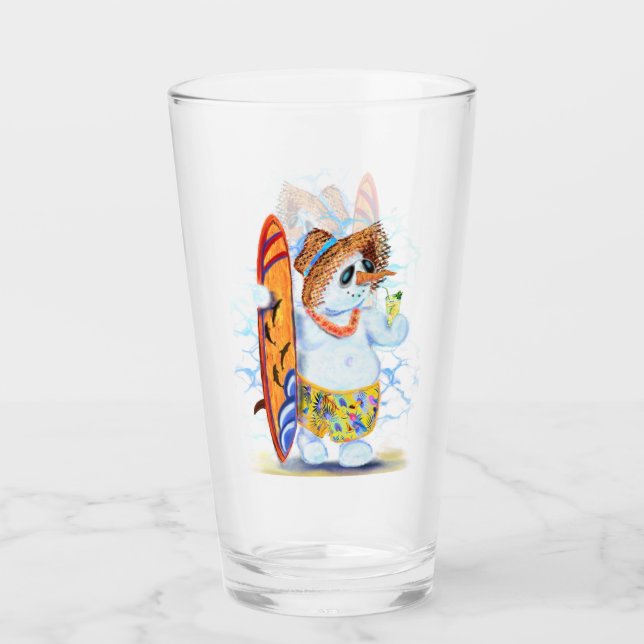 Verre amusant avec surfeur de neige d'été (Devant)