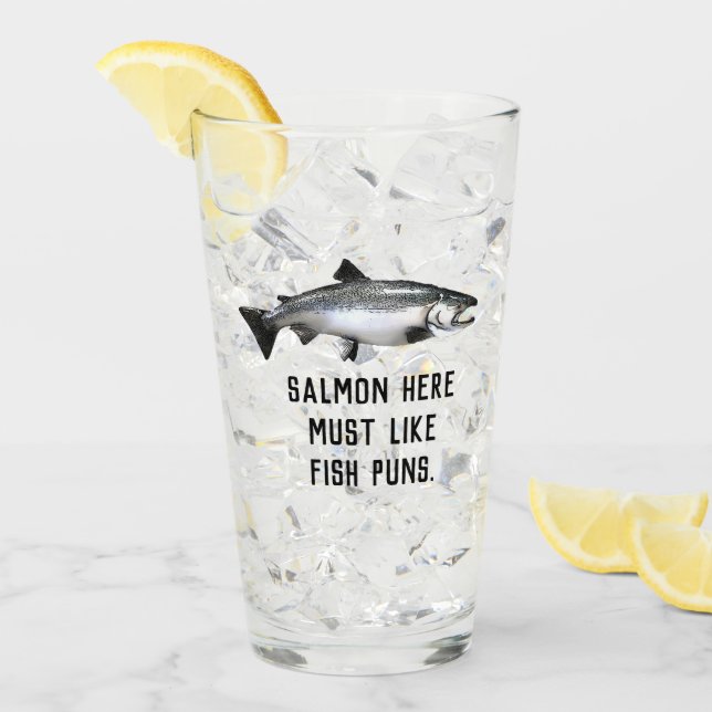 Verre Amusant Saumon Pêche Puns Hommes Plaisanter (Devant glace)