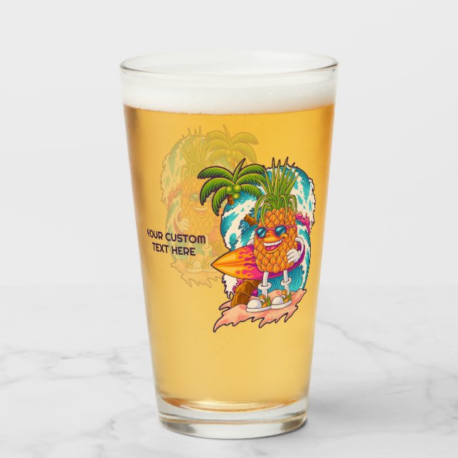 Verre Ananas de navigation de texte personnalisé (Dos (rempli))