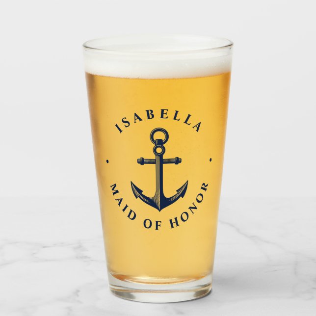 Verre Ancre de style nautique | Maid of Honor (Devant (rempli))