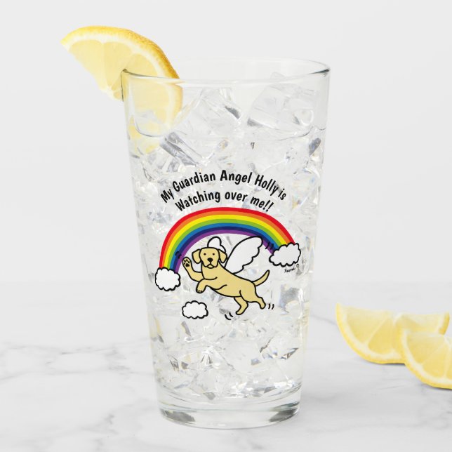Verre Ange gardien jaune de Labrador (pont en (Devant glace)