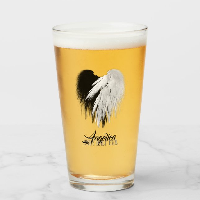 Verre ANGEL AILES COEUR Noir+Blanc Seulement mi-mal Funn (Devant (rempli))