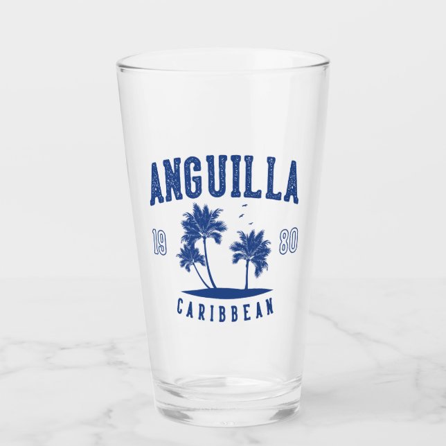 Verre Anguilla Palmier des Caraïbes 1980 (Devant)