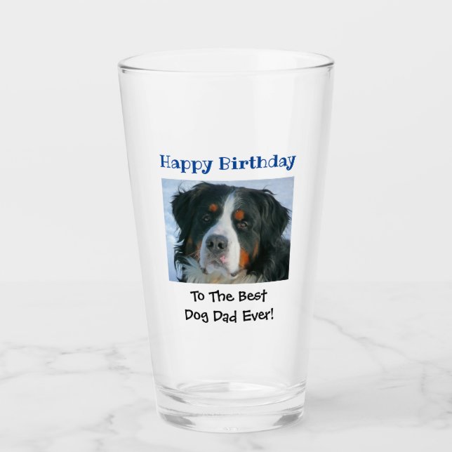 Verre Anniversaire Chien Papa Meilleur du monde photo Be (Devant)