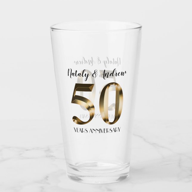 Verre Anniversaire du 50e Mariage d'or métallique (Devant)
