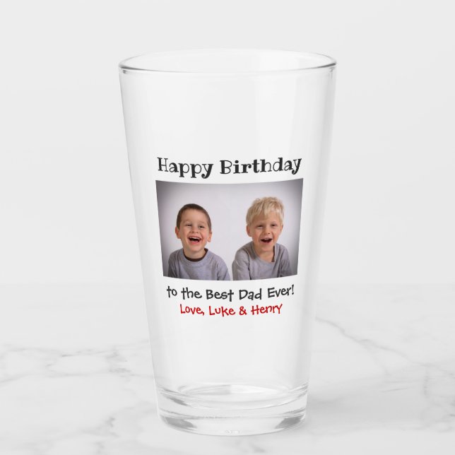 Verre Anniversaire Meilleur Papa Jamais Enfants Photo Pi (Devant)