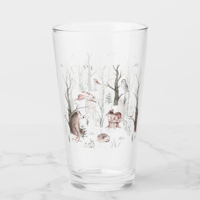 Verre Aquarelle Animaux forestiers (Devant)