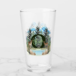 Verre Aquarelle Cerf Monogramme Personnalisé Lettre O