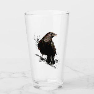 Verre Aquarelle Corbeau Oiseau Art animal