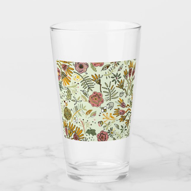 Verre Aquarelle Florale Fleurs d'abeille Élégante Modern (Devant)