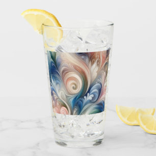 Verre Aquarelle Imaginaire Floral Pastel Bleu & Crème