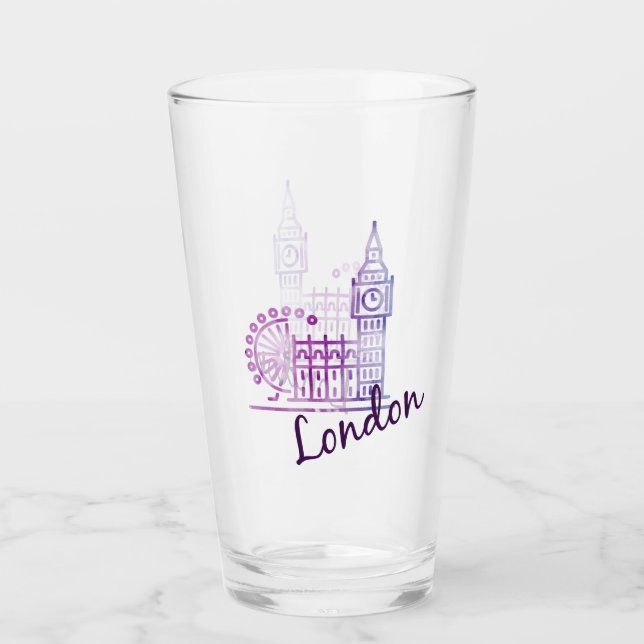 Verre Aquarelle Londres, Big Ben (Devant)