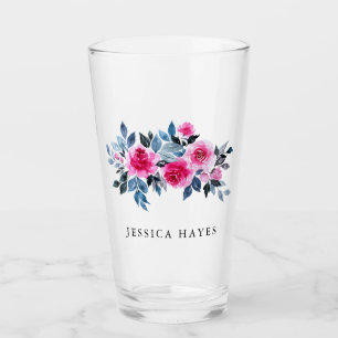 Verre Aquarelle rose élégante Texte personnalisé