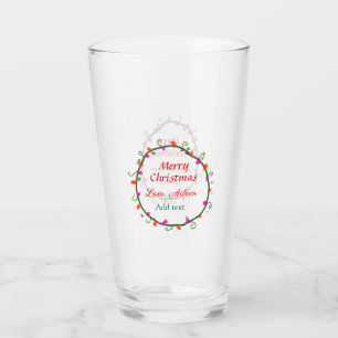 Verre aquarelle rouge blanc floral wreath joyeux Noël