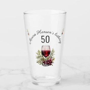 Verre Aquarelle rouge Vin Olive 50e anniversaire